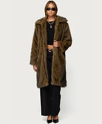 Edikted Women's Saphira Oversized Faux Fur Maxi Coat