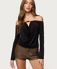Edikted Women's Kezya Draped Off Shoulder Top