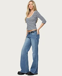 Edikted Women's Poppie Striped V Neck Top