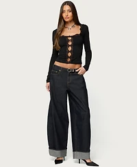 Edikted Women's Zeya Lacey Keyhole Top