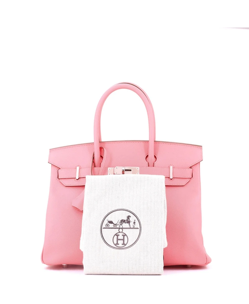 Pre-Owned Hermes Birkin 30 Handbag Pink Epsom with Palladium Hardware