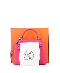 Pre-Owned Hermes Kelly 25 Handbag Pink Epsom with Palladium Hardware