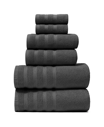 Luxury Soft & Absorbent 100% Ring Spun Cotton Towel Set for Bathroom, Shower, Spa - 6 Piece