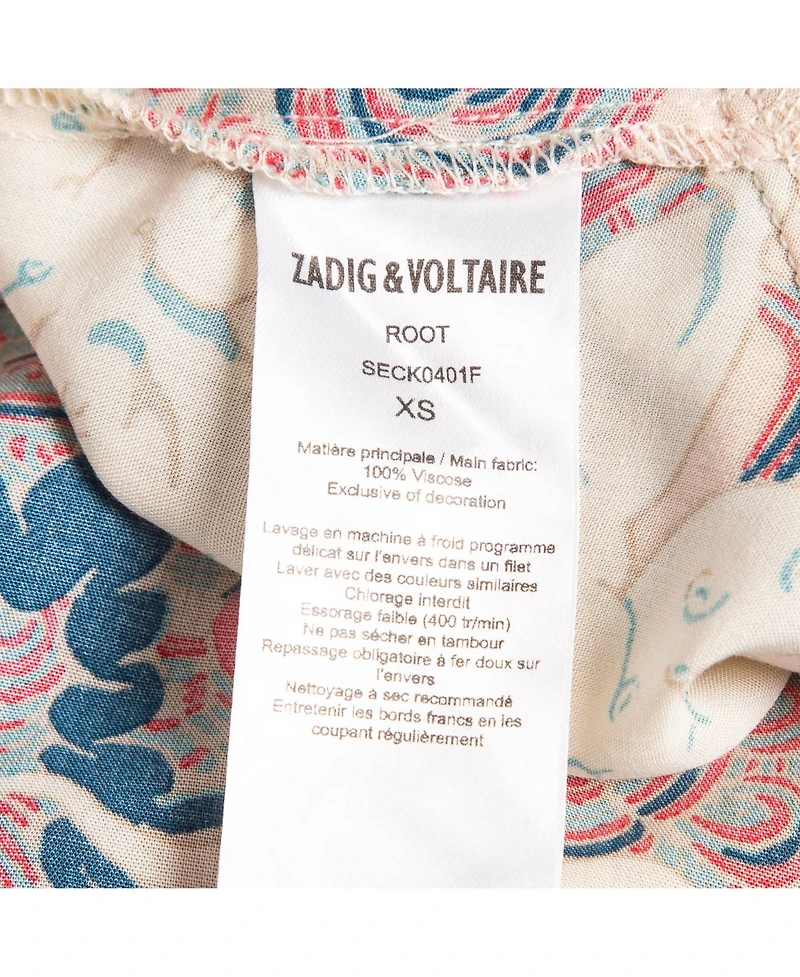 Pre-Owned Zadig & Voltaire Women's Pink Printed Crepe Asymmetric Root Midi Dress