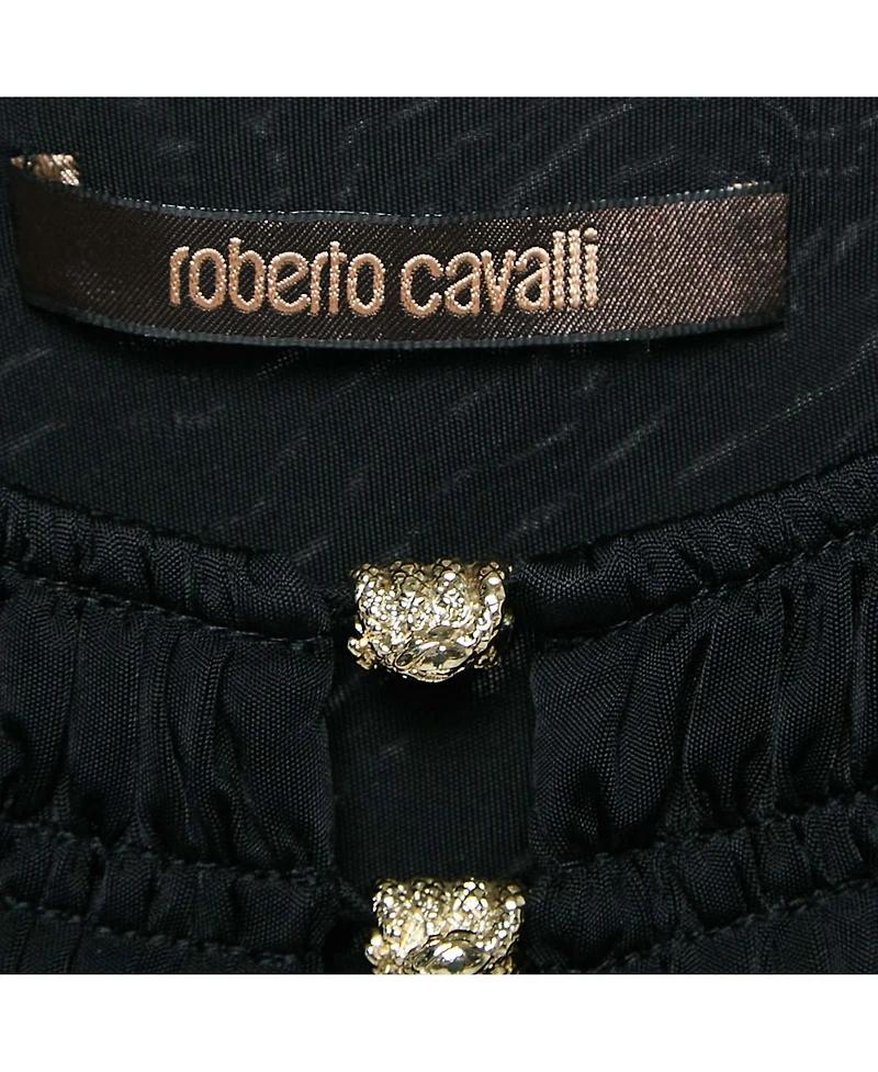 Pre-Owned Roberto Cavalli Women's Beige Cotton And Modal Faux Feather Detail T-Shirt