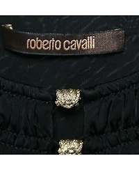 Pre-Owned Roberto Cavalli Women's Beige Cotton And Modal Faux Feather Detail T-Shirt