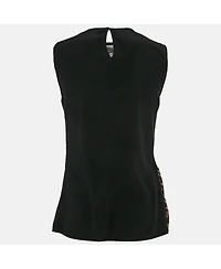 Pre-Owned Roberto Cavalli Women's Brown Leopard Print Silk Sleeveless Top