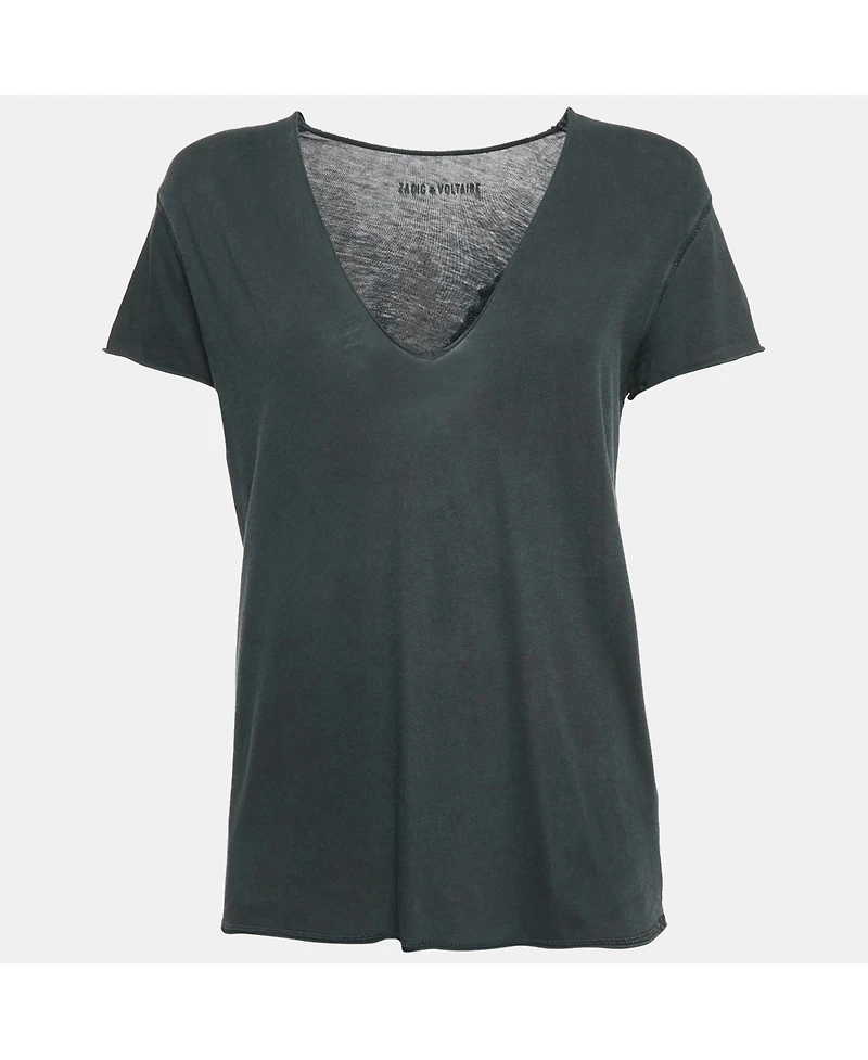 Pre-Owned Zadig & Voltaire Women's Cotton Knit V-Neck Story Fishnet Top