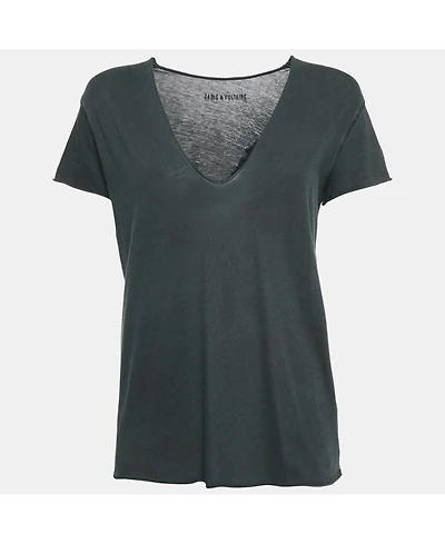 Pre-Owned Zadig & Voltaire Women's Cotton Knit V-Neck Story Fishnet Top