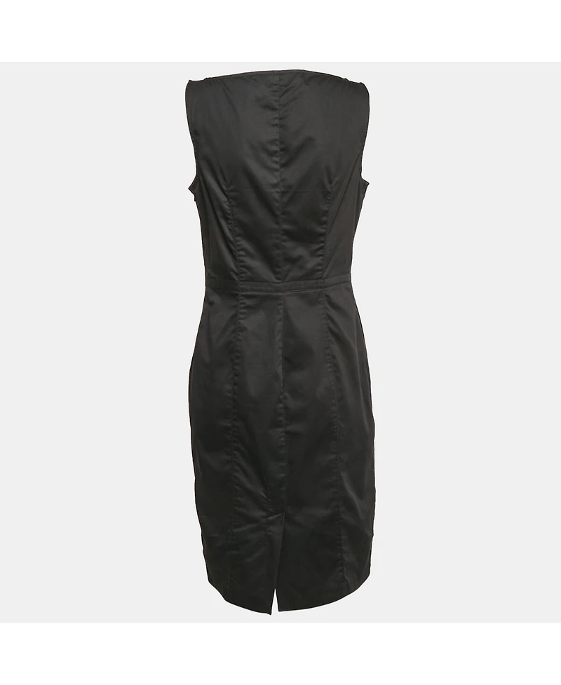 Pre-Owned Love Moschino Women's Black Cotton Metal Embellished Short Dress