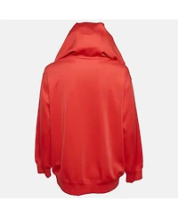 Pre-Owned Love Moschino Women's Red Logo Print Jersey Zip-Up Hoodie