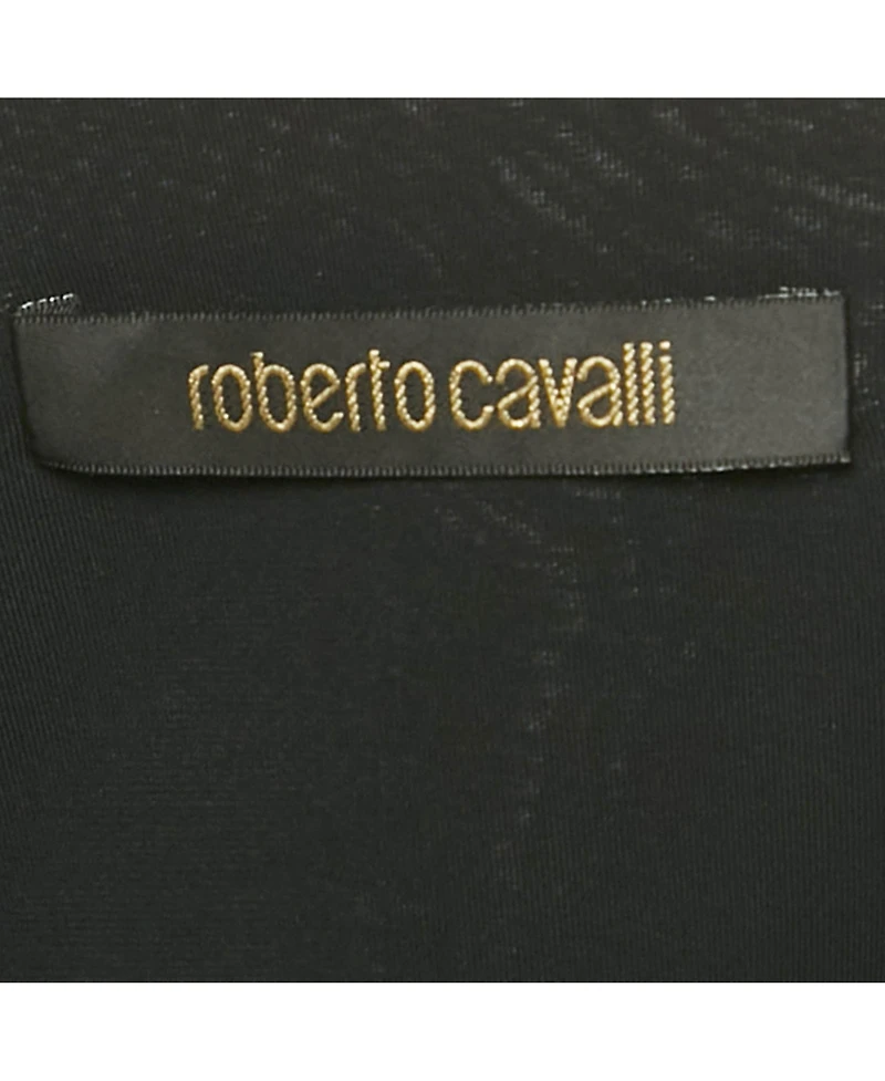 Pre-Owned Roberto Cavalli Women's Black Embellished Lace Up Jersey Top