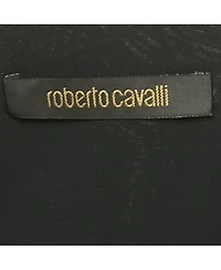 Pre-Owned Roberto Cavalli Women's Black Embellished Lace Up Jersey Top