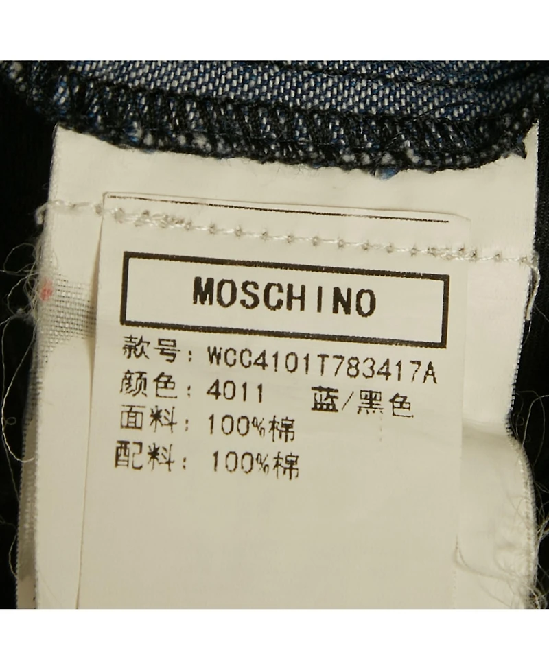 Pre-Owned Love Moschino Women's Blue Striped Denim Button Front Shirt