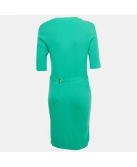 Pre-Owned Love Moschino Women's Green Knit Belted Midi Dress