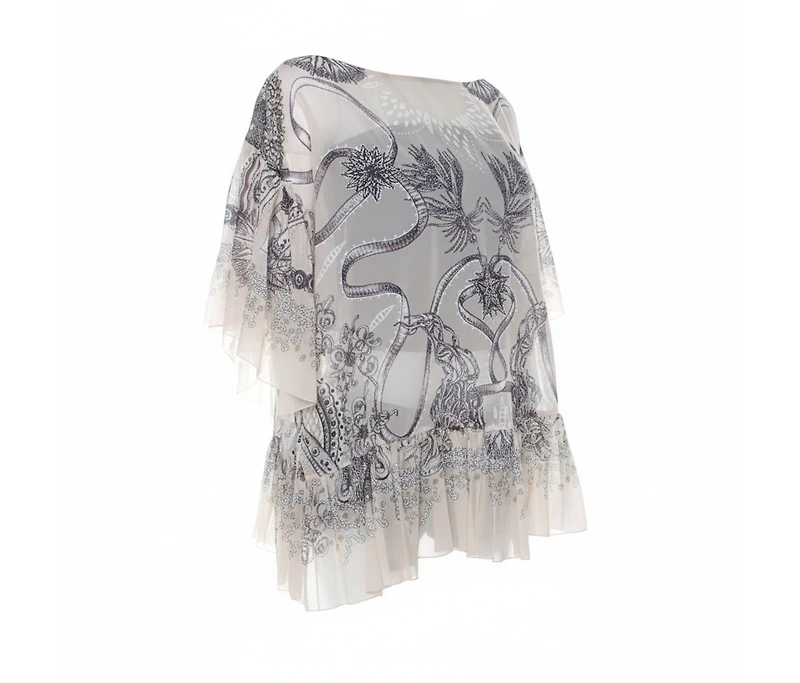 Pre-Owned Roberto Cavalli Women's Chiffon Botanical Print Top