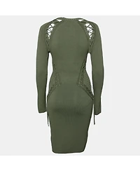 Pre-Owned Ronny Kobo Women's Knitted Cut-Out Lace Up Detail Bodycon Dress
