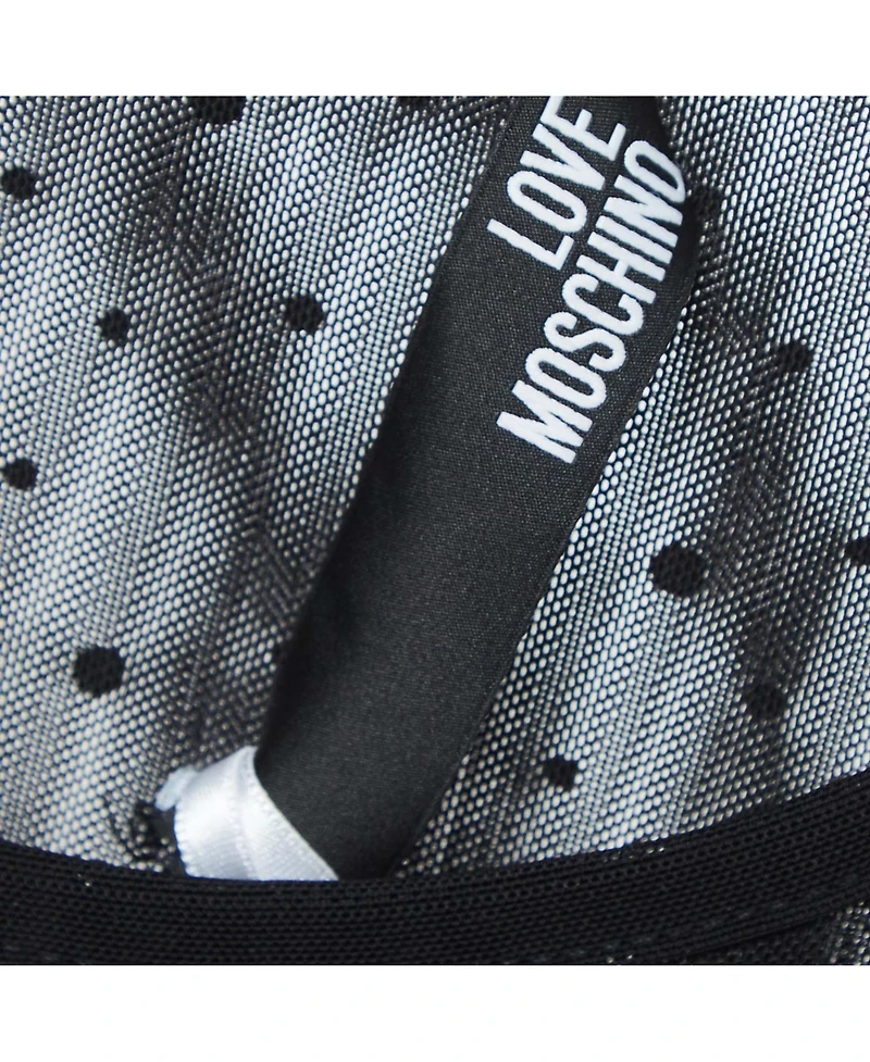 Pre-Owned Love Moschino Women's Black Dotted Tulle Gathered Mini Dress