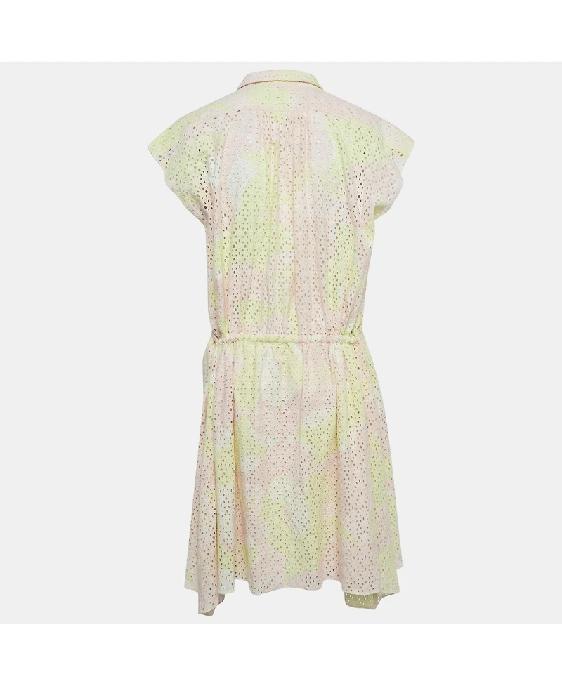 Pre-Owned Zadig & Voltaire Women's Pink & Yellow Eyelet Cotton Camo Dress