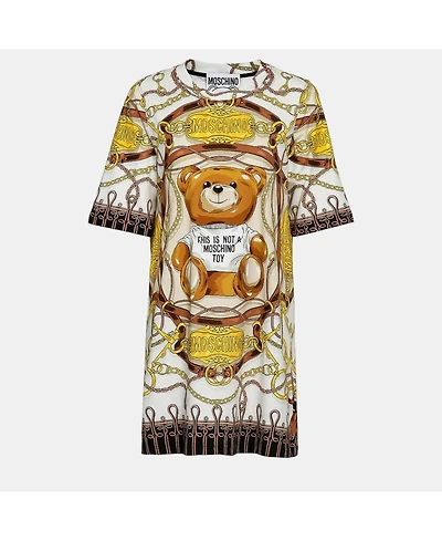 Pre-Owned Moschino Women's Multi Military Teddy Scarf Print Dress
