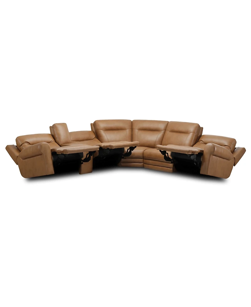 Furniture 6-Pc. Alexandre Leather Sectional with 3 Power Motion Recliners and 1 Console, Exclusively at Macy's