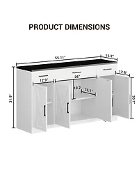 gaomon 4 Doors Modern Farmhouse Buffet Cabinet with Storage, Kitchen Cabinet Drawer and Adjustable Shelf