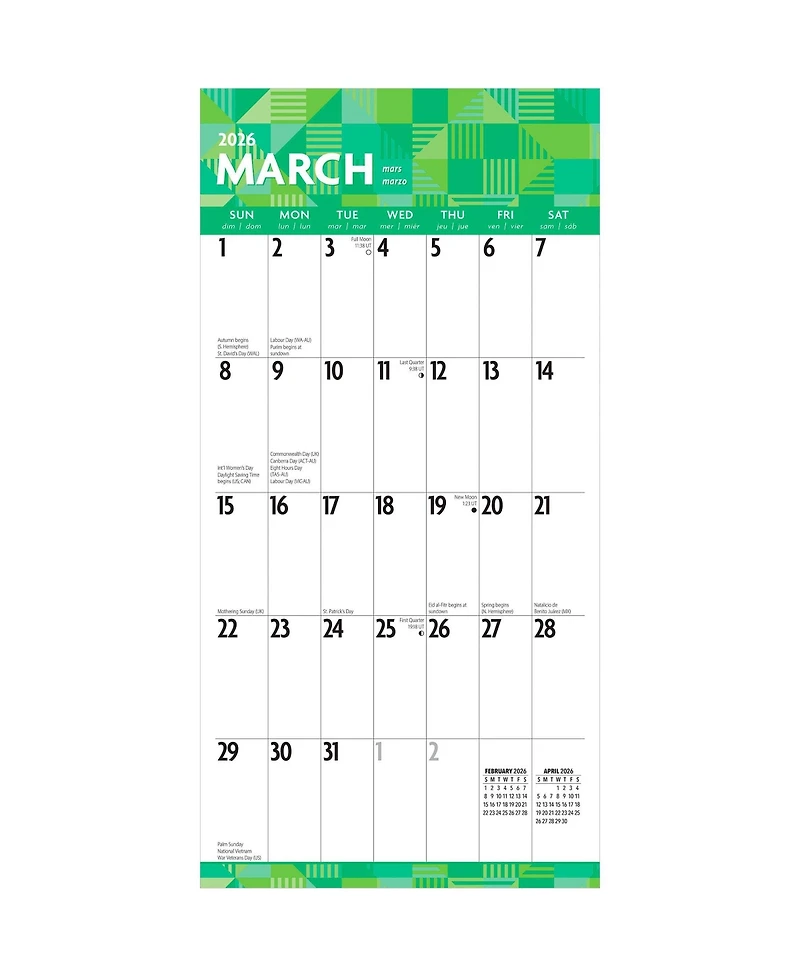 BrownTrout Large Print | 2026 12 x 24 Inch (Hanging) Monthly Square Wall Calendar | Matte Paper | Plastic-Free