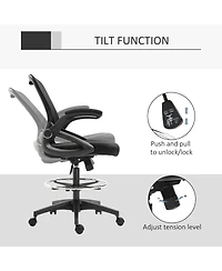 Vinsetto Mesh Drafting Chair with Flip-Up Armrests and Swivel Wheels,