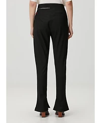 Pcfg Women's Striped Zip Detail Skinny Flare Pants