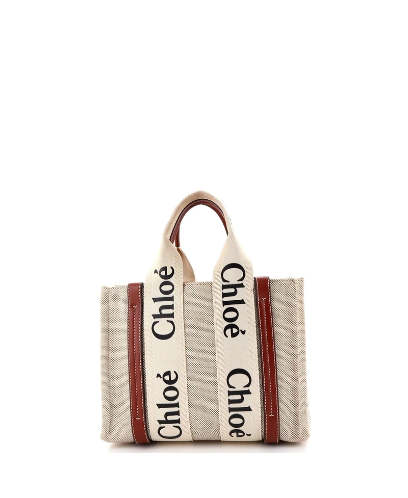 Pre-Owned Chloe Small Woody Tote Canvas with Leather