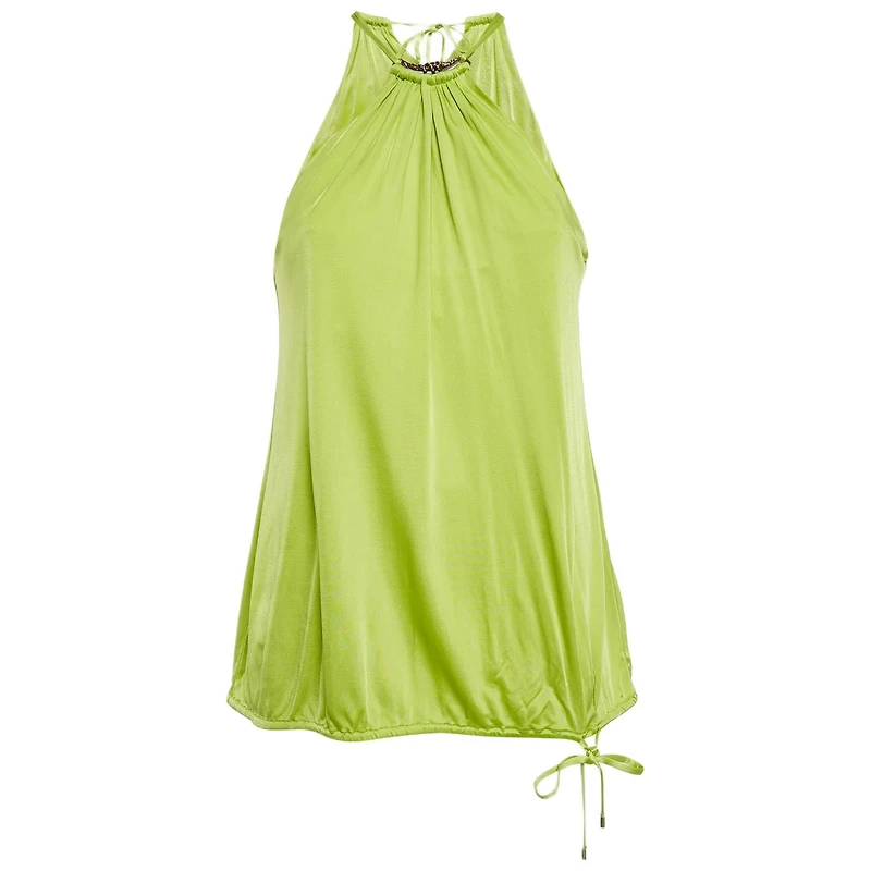 Pre-Owned Roberto Cavalli Women's Fluorescent Green Jersey Shoulder Strap Top