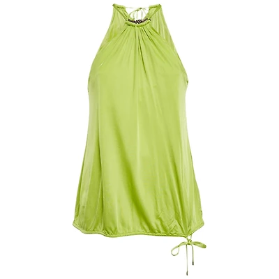 Pre-Owned Roberto Cavalli Women's Fluorescent Green Jersey Shoulder Strap Top