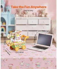 Ice Cream Cart for Kids, 27 Pcs Pretend Play Store with Storage Trolley, Sound & Light, Pretend Money, Educational Toy for 3+