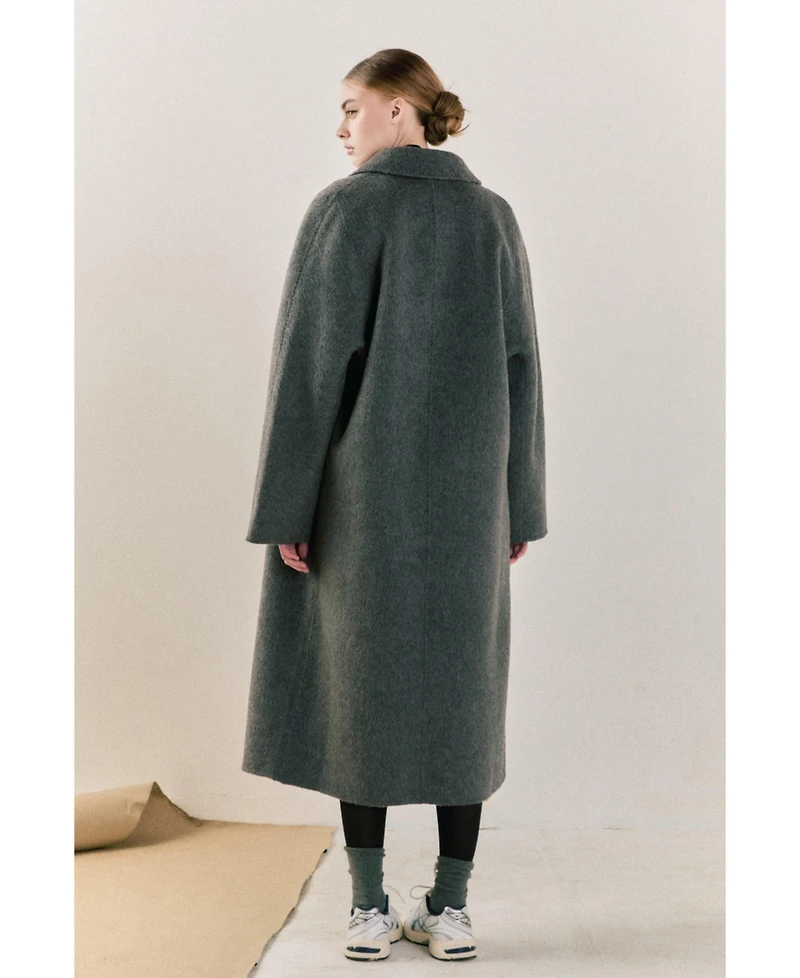 endless rose Women's Double Breasted Handmade Blend Maxi Coat