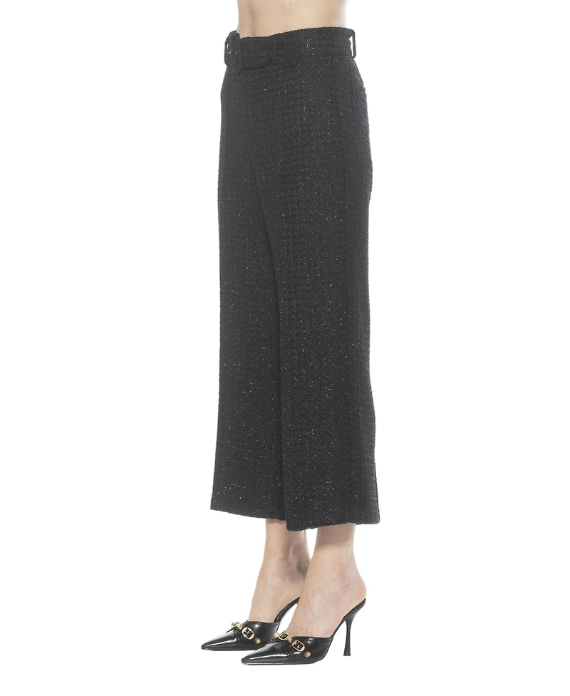 Alexia Admor Women's Caden Tweed Belted Wide Leg Pants