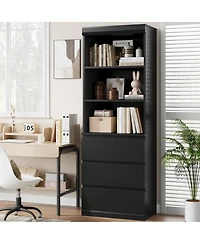 Gaomon Bookcase with Drawers 70.27 Inches Tall Bookcases Large Bookshelves Wooden Study, Kitchen, Home Office