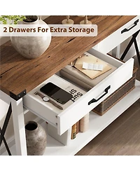 Gaomon Console Table with 2 Drawers, Farmhouse Sofa Table with Storage Shelf, Accent Wood Entryway Table for Living Room, Hallway