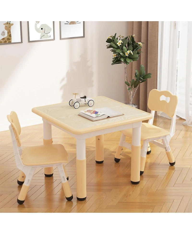 Gaomon Kids Table and 2 Chairs Set,Children Multi-Activity Table for 2, Kids Study Table for Home Daycare Preschool for Ages 2-8