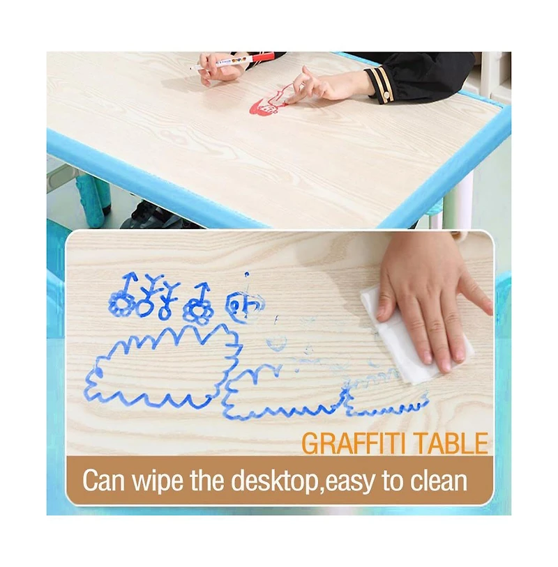 gaomon Kids Table and Chairs, Height Adjustable Toddler Table and 6 Chair, Children Activity Table for Daycare, Classroom, Home