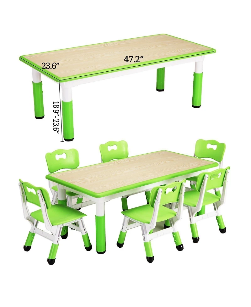 gaomon 7-Piece Kids Table and Chairs Set, Children Multi-Activity Study Table With Non-Slip Legs, Graffiti Desktop for Home/Daycares