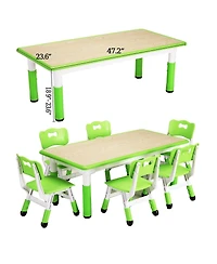 gaomon 7-Piece Kids Table and Chairs Set, Children Multi-Activity Study Table With Non-Slip Legs, Graffiti Desktop for Home/Daycares