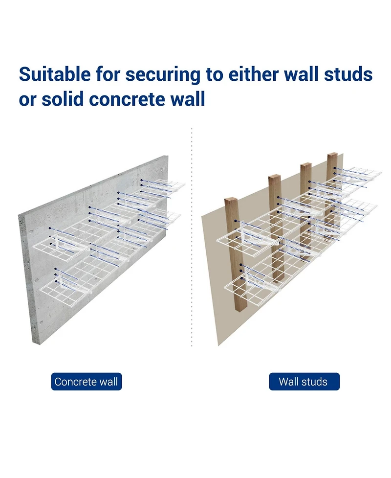 Fleximounts Wr16-e WR White Series 12″ D × 36″ W White Steel Wall Shelves (4-Pack)