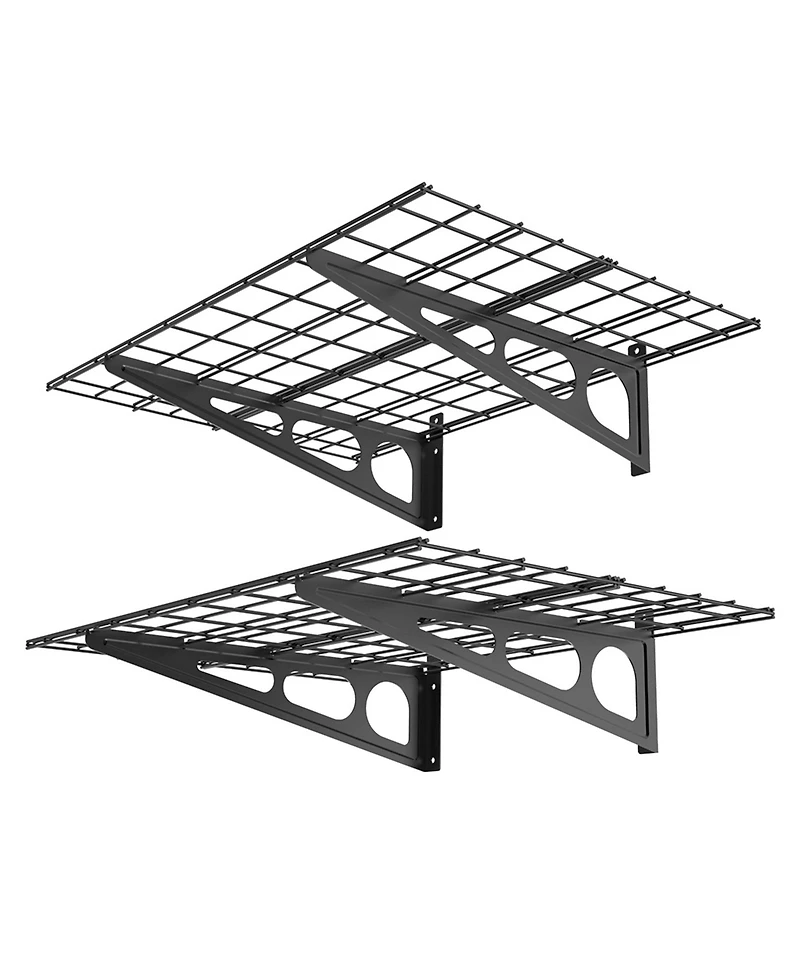 FlexiMounts Wr Series WR24B-e – 24″ D × 48″ W Black Steel Wall Shelves (2-Pack)