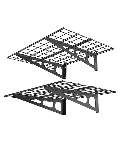 FlexiMounts Wr Series WR24B-e – 24″ D × 48″ W Black Steel Wall Shelves (2-Pack)