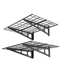 FlexiMounts Wr Series WR24B-e – 24″ D × 48″ W Black Steel Wall Shelves (2-Pack)