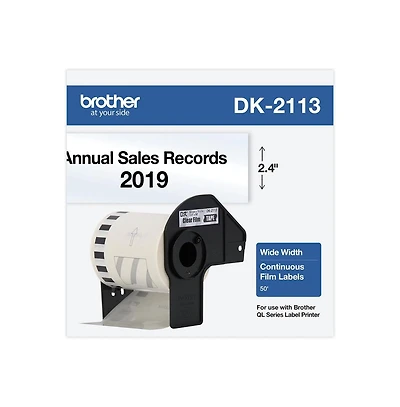Brother DK2113 2.4 in. x 50 ft. Continuous Film Label Tape - Clear (1-Roll