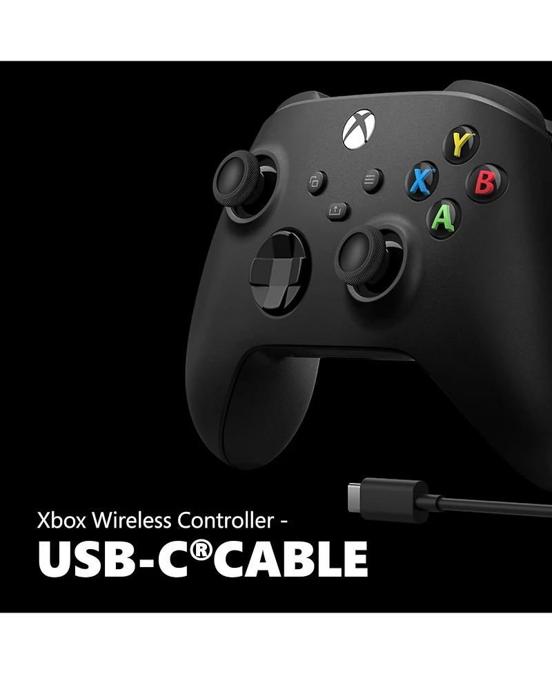 Microsoft Xbox Wireless Controller + Usb-c Cable with MightySkins Custom Skin Code Bundle - Carbon Black