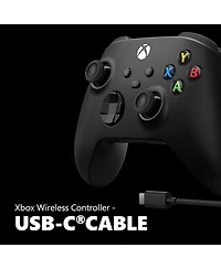 Microsoft Xbox Wireless Controller + Usb-c Cable with MightySkins Custom Skin Code Bundle - Carbon Black