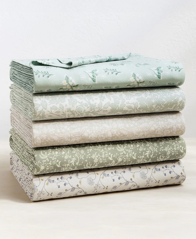 Linery & Co. Ultra-Soft Turkish Cotton Flannel Winter Floral Print Sheet Set