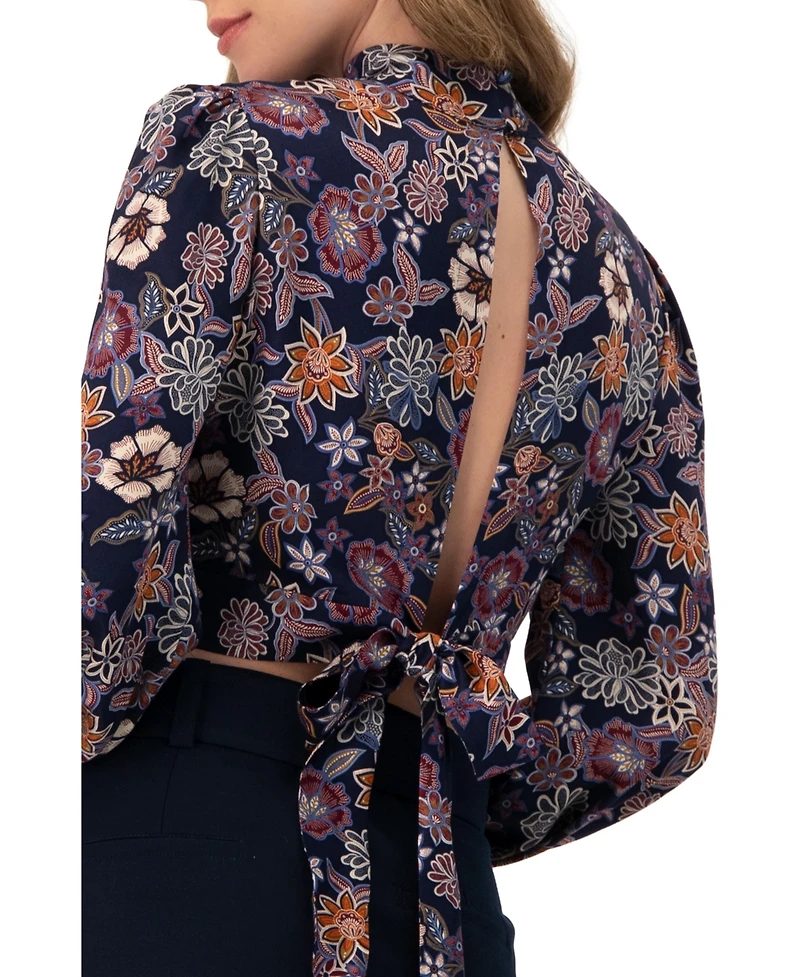 Ivonne Women's Cropped Back-Tie Blouse